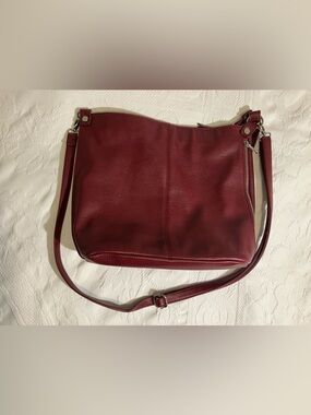 Roots Burgundy Leather Shoulder Bag with Adjustable Strap